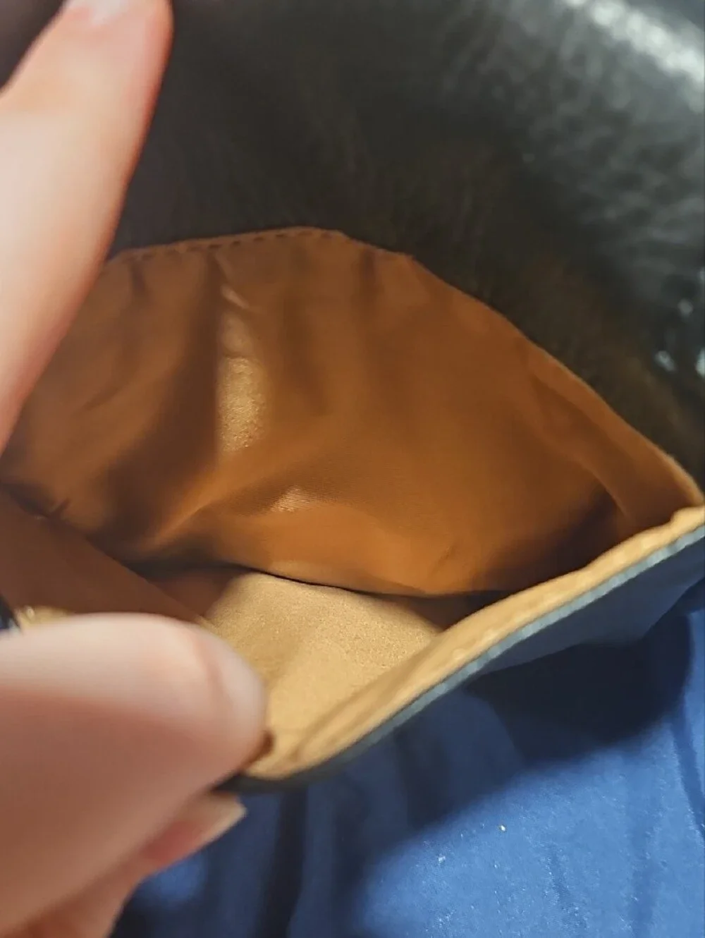 HOBO Black Pebble Leather Messenger Bag with Tan Interior Trim
